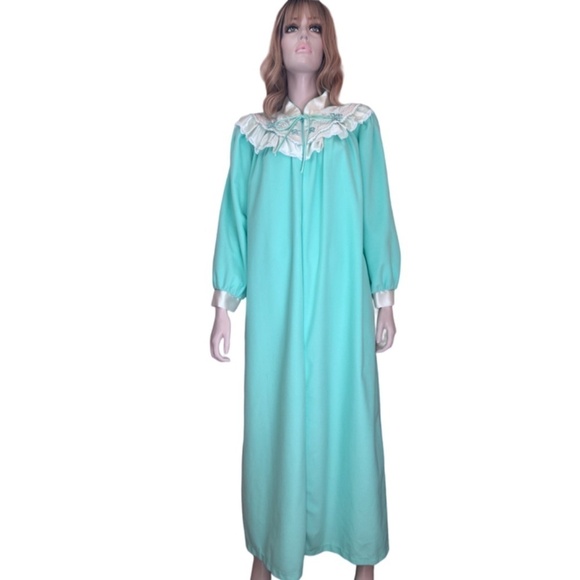 Vintage Apostrophe Fleece Dressing Gown Robe House Dress Coat ½ Front Zip Plush - Picture 4 of 16